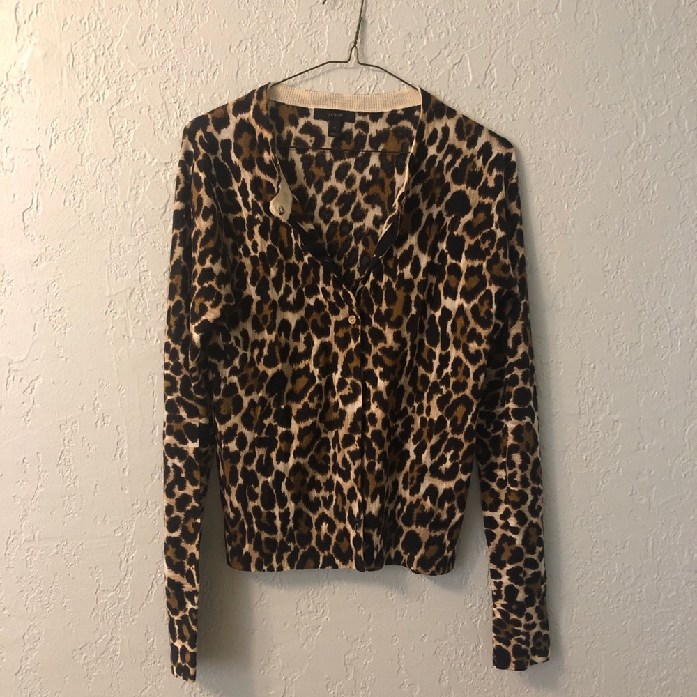 J Crew Jackie Leopard Print Cardigan